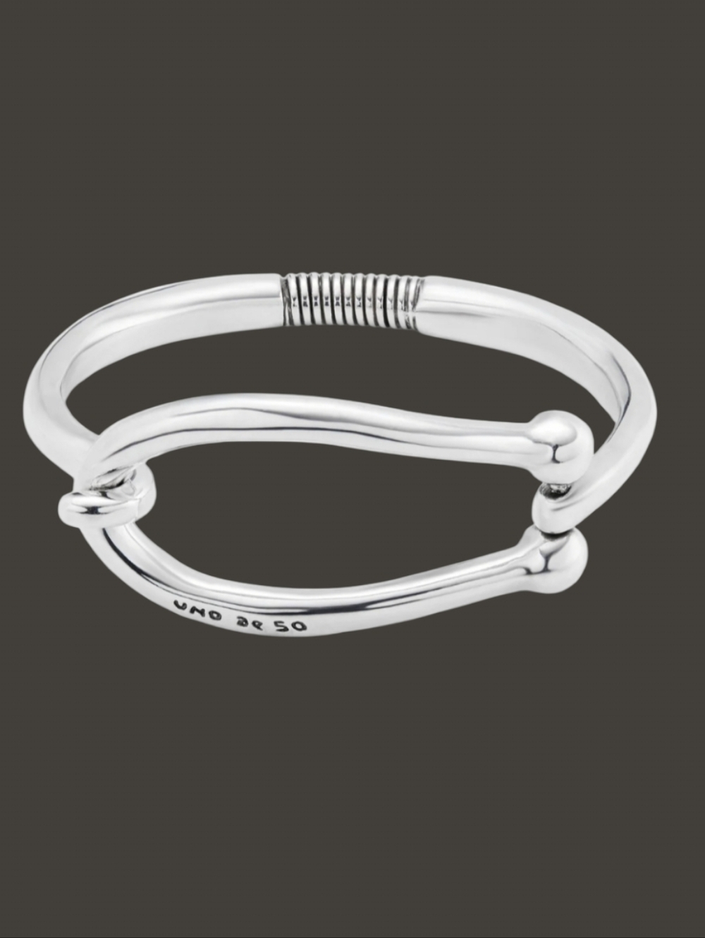 UNOde50 SS Plated Rectangular Central Link Rigid Bracelet